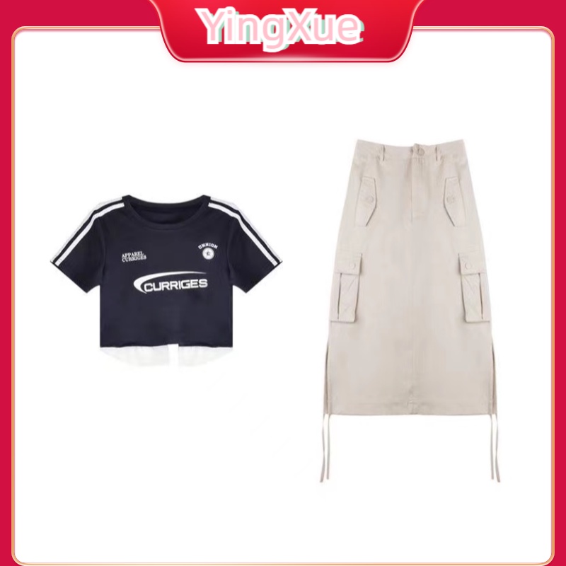 Áo Thun Ngắn Tay Giả Hai Lớp Dáng Ôm In Họa Tiết Mùa Hè Phong Cách Retro Mỹ Niche