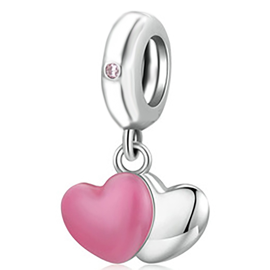 Hạt Charm Màu Bạc Hình Trái Tim / Bông Hoa / Trái Tim Màu Sắc Xinh Xắn Dùng Làm Mặt Dây Chuyền / Tai