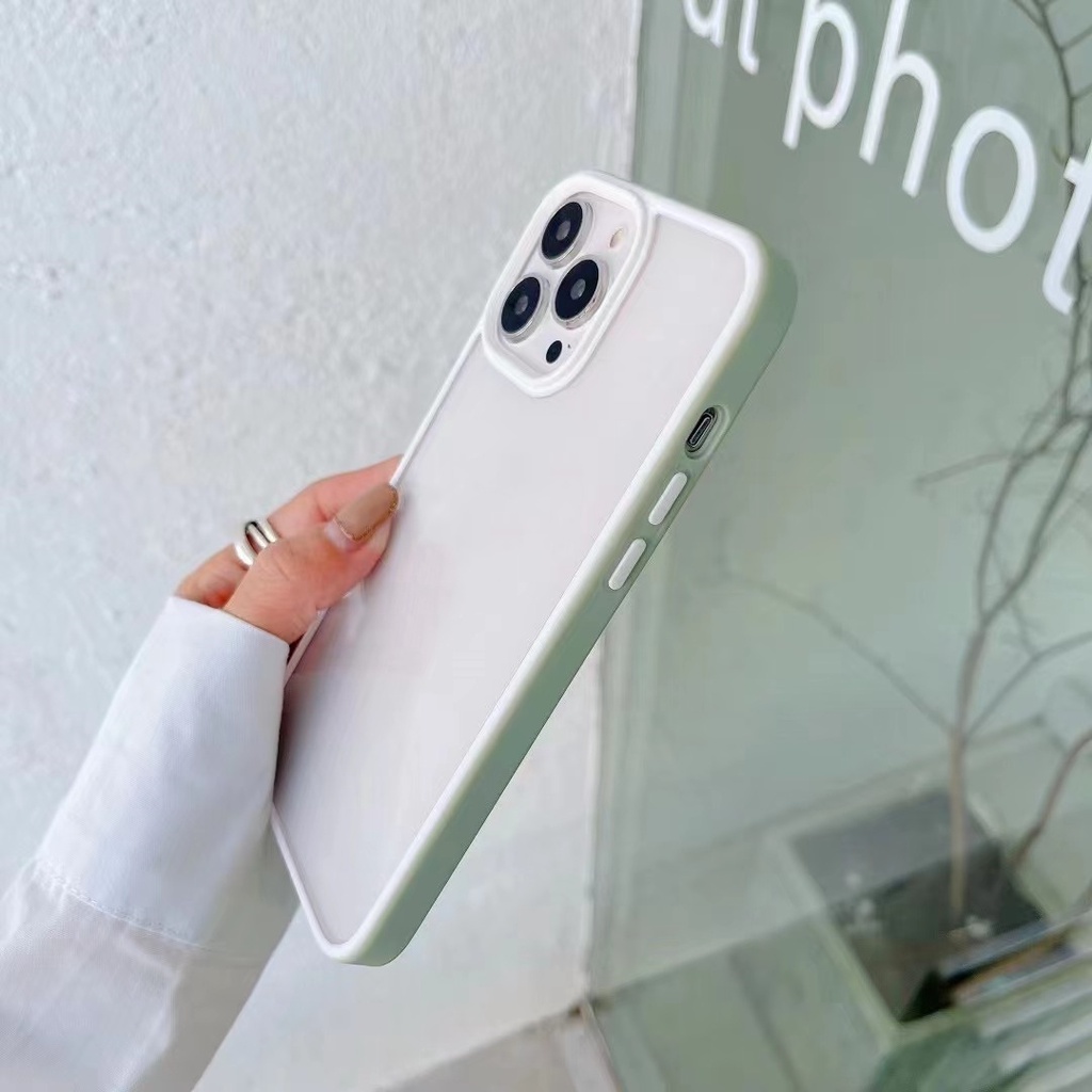 Sang Trọng Ốp Điện Thoại iPhone 11 12 13 Pro MAX X XS MAX XR 7 8 plus case ốp lưng điện thoại iphone 13 promax Cứng Viền silicon Dẻo Trong Suốt Màu Macaron Chống Sốc Cho