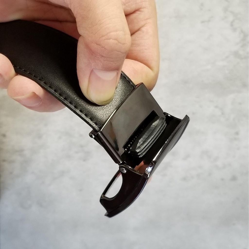 Thắt lưng da nam da bò thật mặt khóa trượt kim loại không rỉ