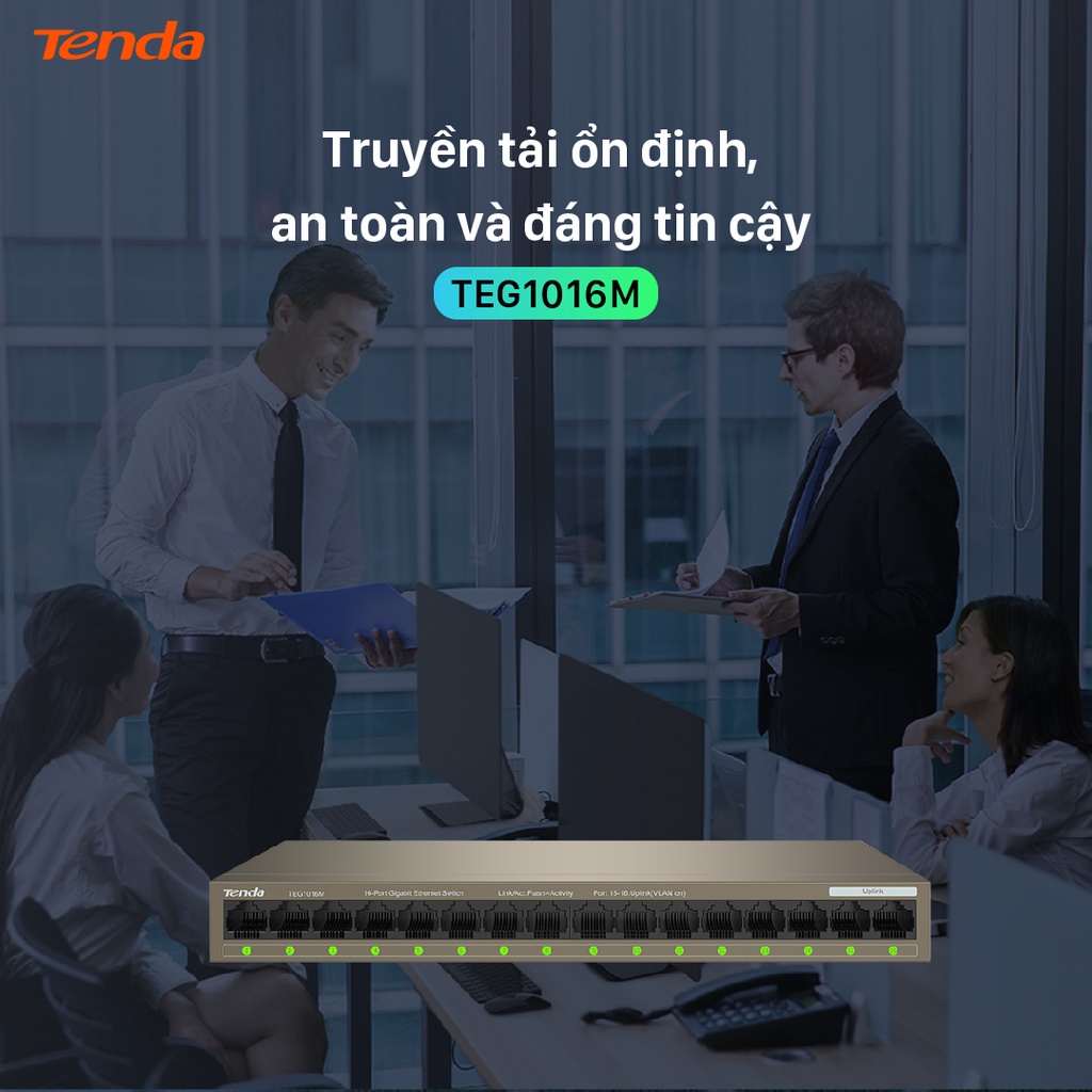 [Mã ELCL12 giảm 9% đơn 300K] Tenda Bộ chia mạng Switch TEG1016M 16 cổng Ethernet 1000Mbps - Hãng phân phối chính thức