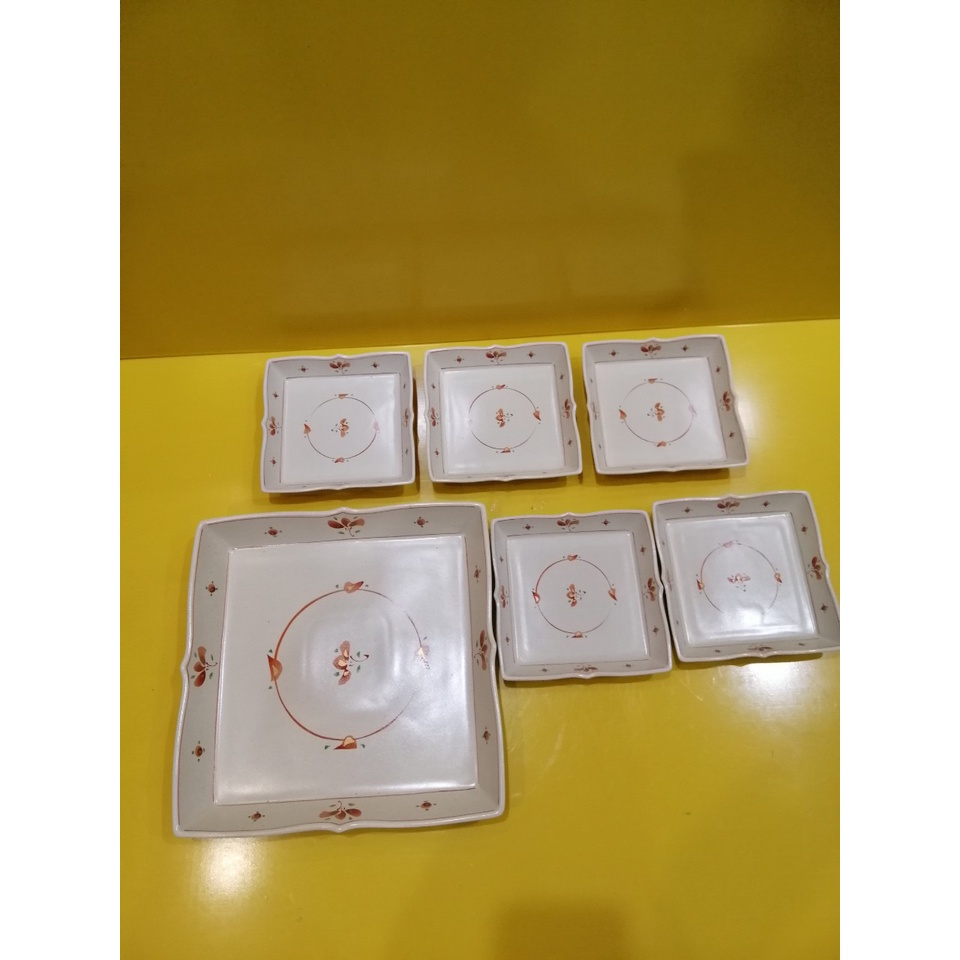 Bộ đĩa sứ nội địa Nhật (1 to và 5 nhỏ), to size 26cm, nhỏ size 14cm (mã 963)