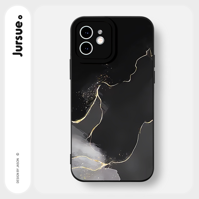 Ốp lưng JURSUE dẻo mềm chống bẩn hình độc lạ đen Cho iPhone 14 13 12 11 Pro Max SE 2020 X XR XS 8 7 ip 6S 6 Plus Y2478