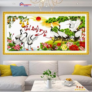 Tranh đính đá DF259 VS237 LV358 (1m17 x 58cm), tranh tranh thêu phú quý bình an LV3242 (1m54 x 73cm)