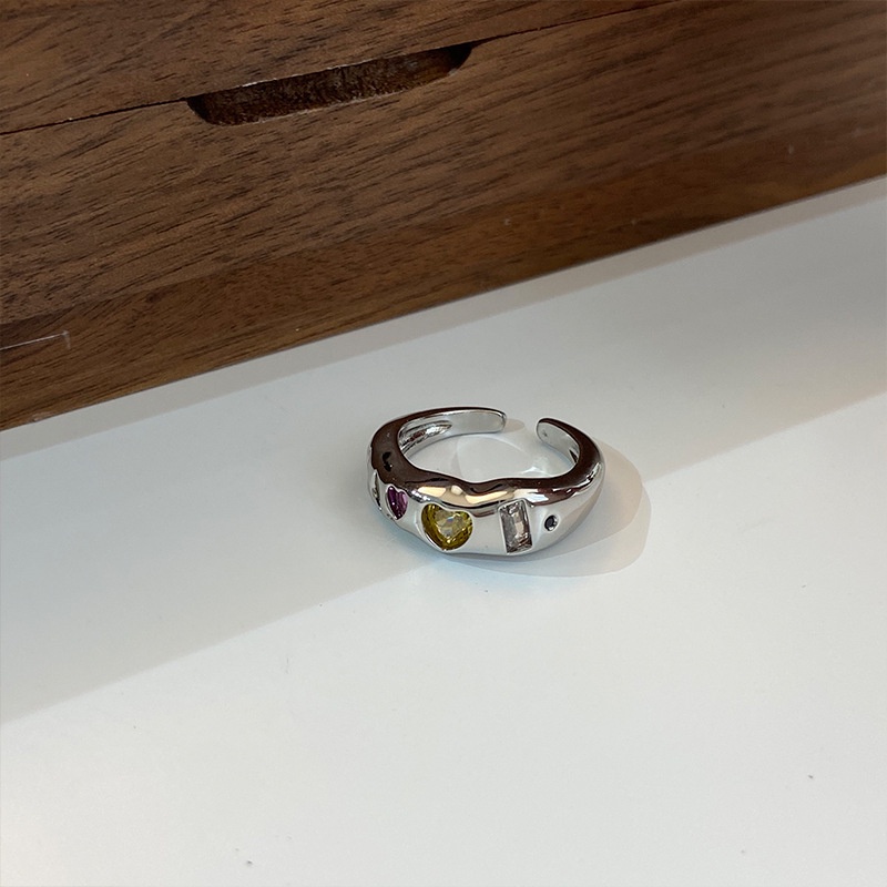 Nhẫn Hở Dát Đá Nhiều Màu Sắc Phong Cách Hàn Quốc Thời Trang Mới