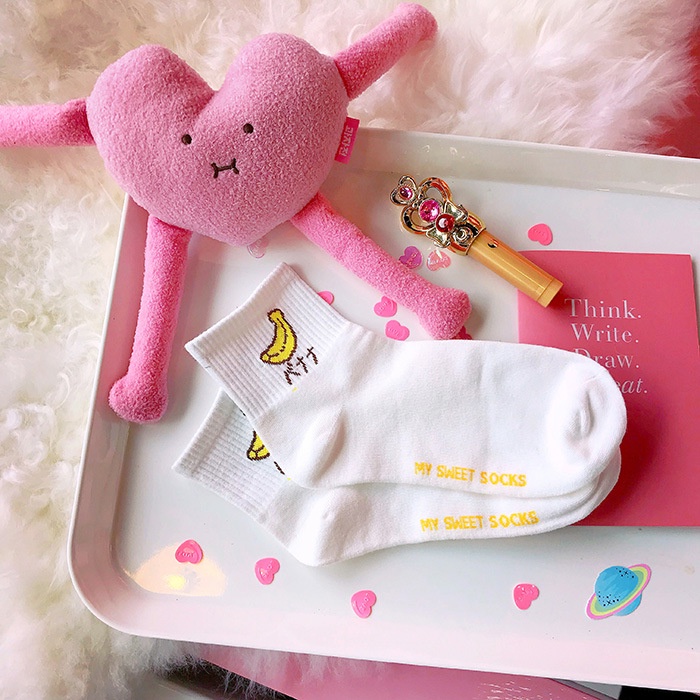 Tất vớ nam nữ cổ trung chất liệu cotton họa tiết trái cây Date84store