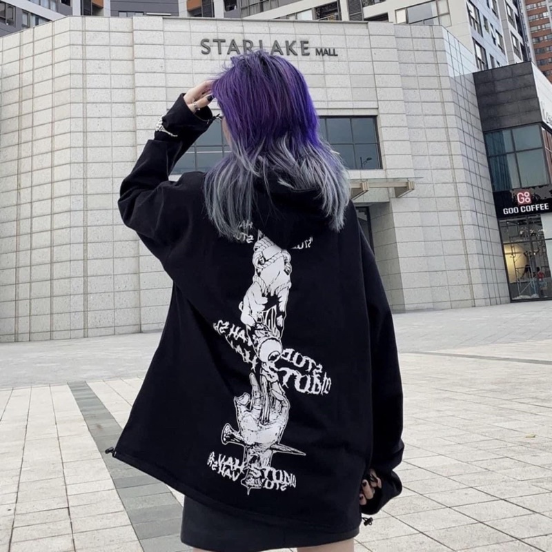 Áo khoác hoodie VAH studio vải nỉ lót bông form rộng unisex nam nữ