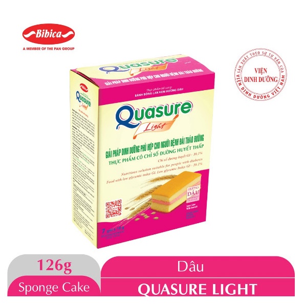 Bánh bông lan tiểu đường ăn kiêng quasure light hộp 126 gam 7 gói - bibica - ảnh sản phẩm 2