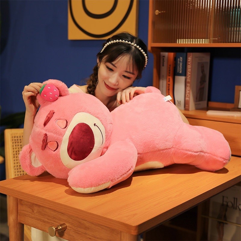Gấu Bông Tai Dâu Lotso, Gấu Lotso Nằm Ngủ Mùi Thơm Dâu Dễ Thương  Cao Cấp