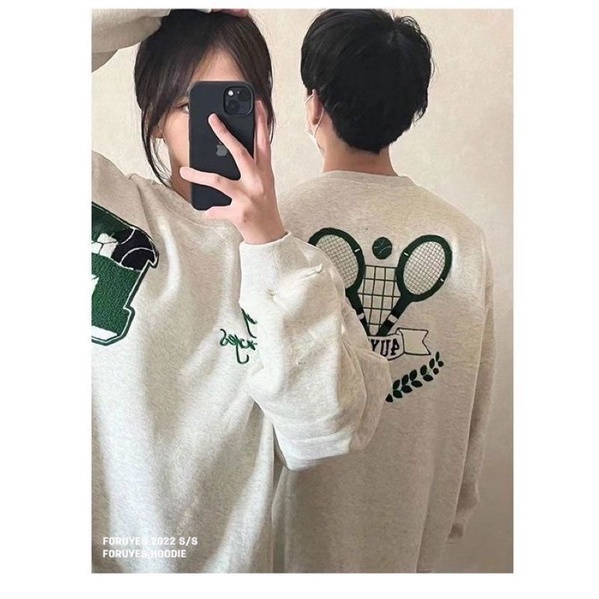 Áo Sweater Màu Xám Chữ F Thêu