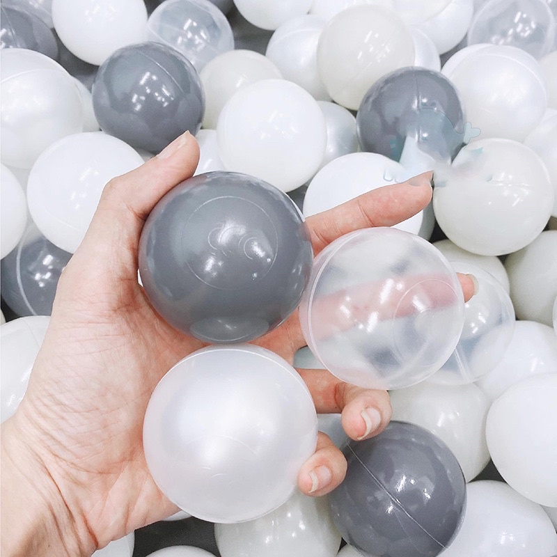 Bóng nhựa cho bé, bóng nhựa để chụp hình, an toàn không gây kích ứng kích thước 8cm Tông màu Đen Trắng Xám