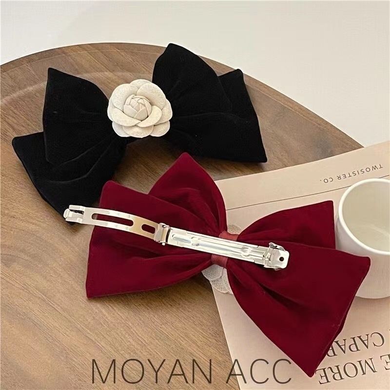 Trâm Cài Tóc Hình Nơ Lớn Bằng Nhung Phong Cách Vintage Thanh Lịch Cho Cô Dâu