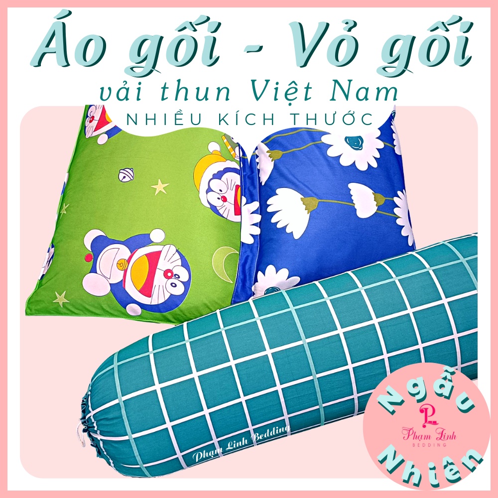 Áo gối vải thun lạnh Việt Nam co dãn sợi Jersay nhiều size vỏ gối bảo vệ ruột gối nằm gối ôm không dây kéo