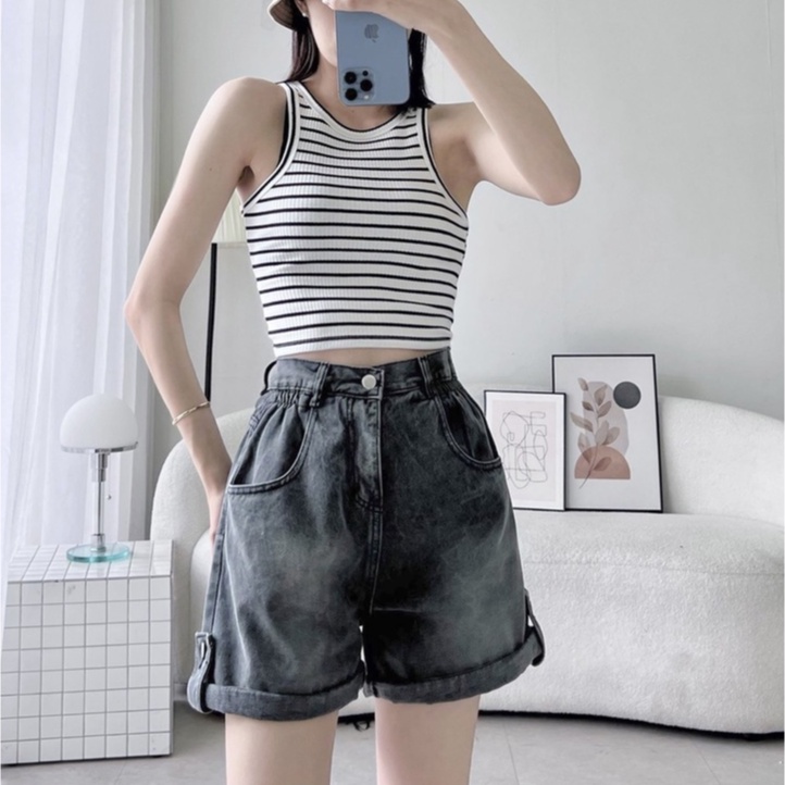 Quần jean nữ lưng cao, eo nhún thun lai bách nút xinh xắn có Bigsize tới 70kg