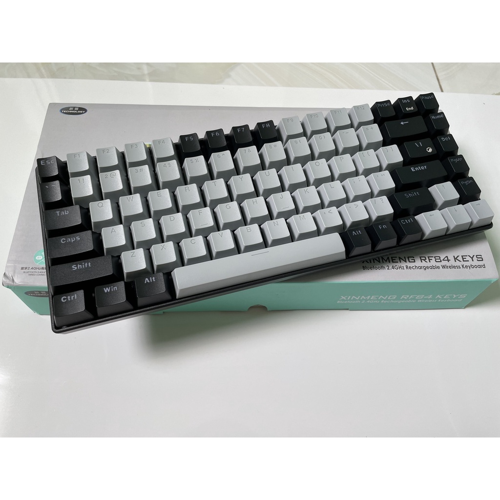 Bàn Phím Cơ Không Dây Bluetooth RF84 Led RGB Blue Switch 84 Phím Laptop Tablet Android IOS-siêu hot 2022