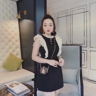 Đầm đen phối bèo trắng (kèm hình thật)