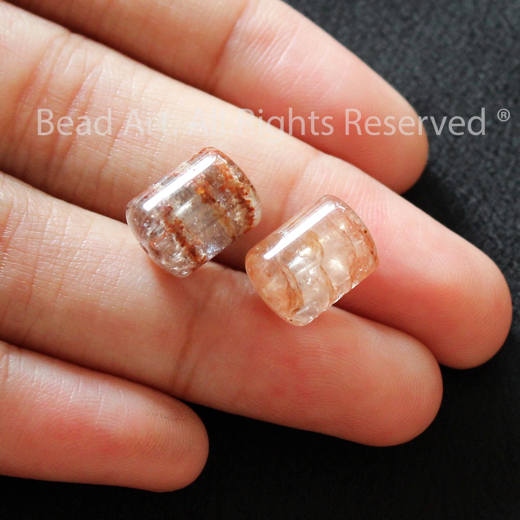 12x9MM Đá T.A Ưu Linh Đa Tầng Tông Nâu Đỏ, Hoả, Thổ, Phối Vòng Tay Phong Thuỷ, Chuỗi Hạt, Trang Sức - Bead Art