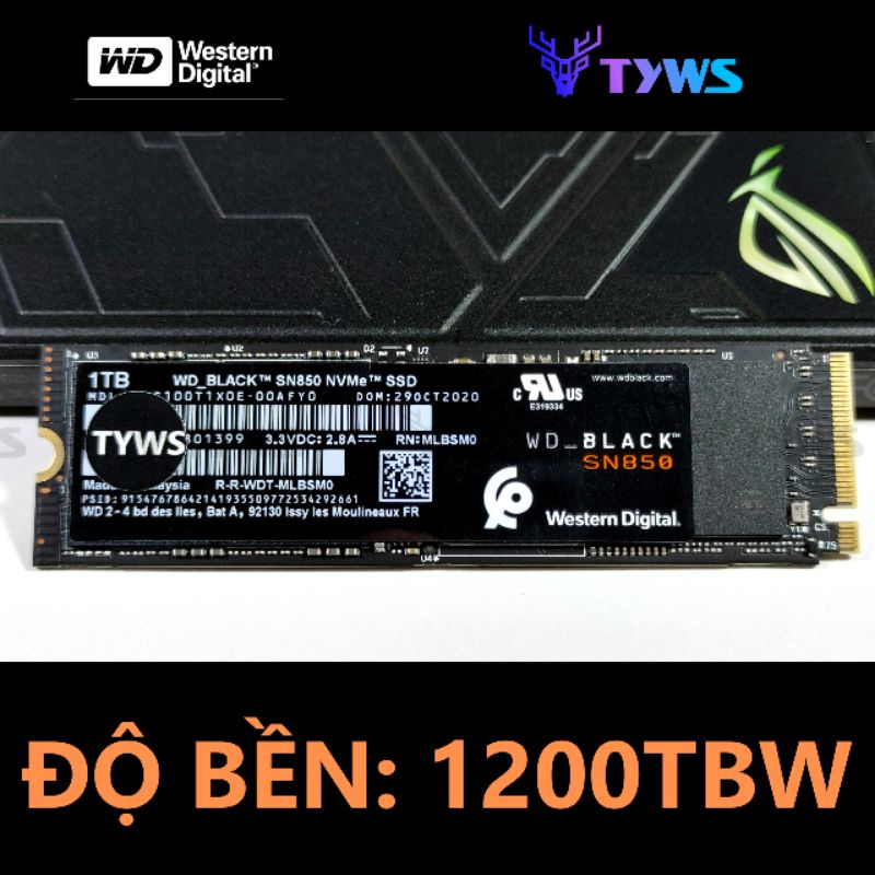 Ổ Cứng SSD M.2 NVMe 1TB WD Black SN850 Western Digital Gen 4×4 cho PlayStation 5/Laptop/PC - Bảo hành 1 đổi 1 SN8501TB