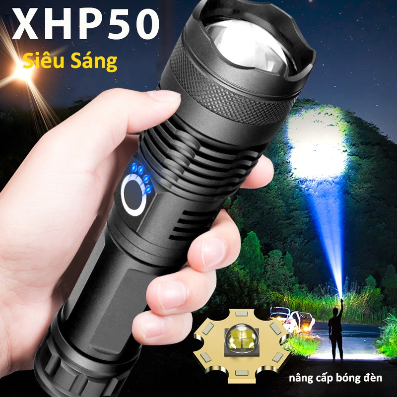 Đèn pin siêu sáng XHP50-Sản phẩm chính hãng -Đèn pin cầm tay