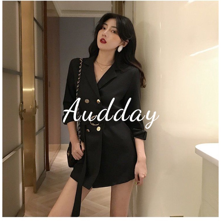 Audday Áo Sơ Mi Khoác Ngoài Có Dây Thắt Lưng Thời Trang Mới Cho Nữ