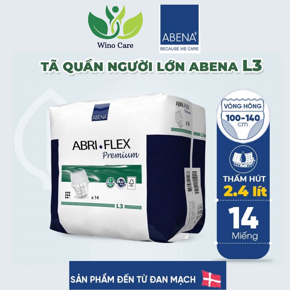 Bỉm quần người lớn thấm hút 2.4L gói 14 miếng, Tã quần người lớn Abena Abri Flex nhập khẩu Đan Mạch