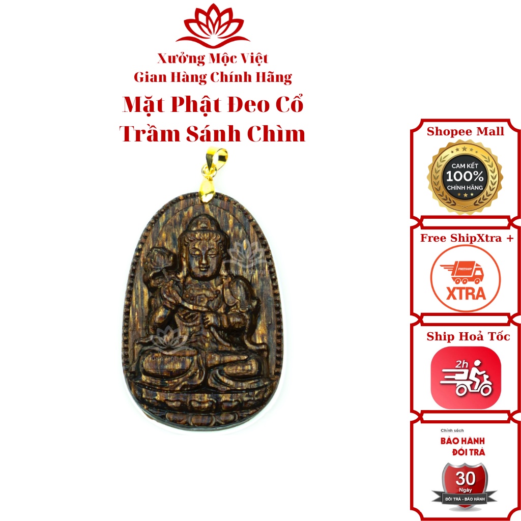 Mặt Phật Bản Mệnh Đeo Cổ - Trầm Hương Sánh Chìm Xưởng Mộc Việt