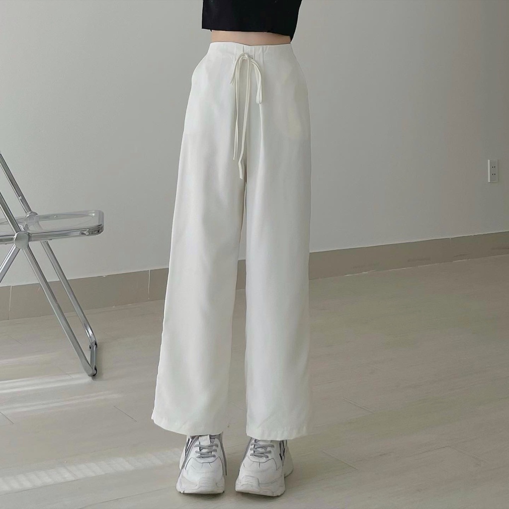 Quần Dài Nữ Ống Rộng Lưng Cao DIFFE  JEM CLOSET Thiết Kế Cạp Thắt Nơ Nhiều Màu Siêu Hack Dáng 2867