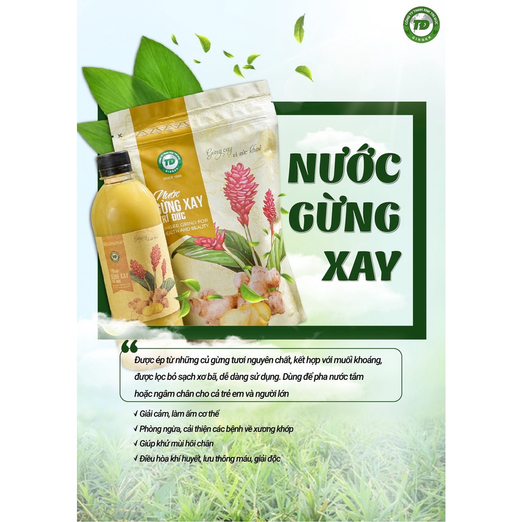 Nước cốt gừng xay Trí Đức Ginger dùng tắm bé hoặc ngâm chân - Gói 500ml