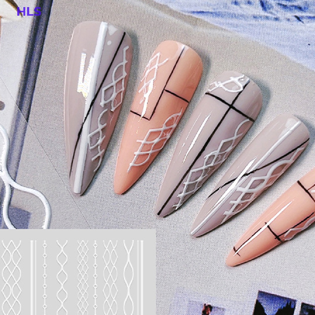 1 Tờ Miếng Dán Móng Tay 5D Màu Trắng Họa Tiết Hoa