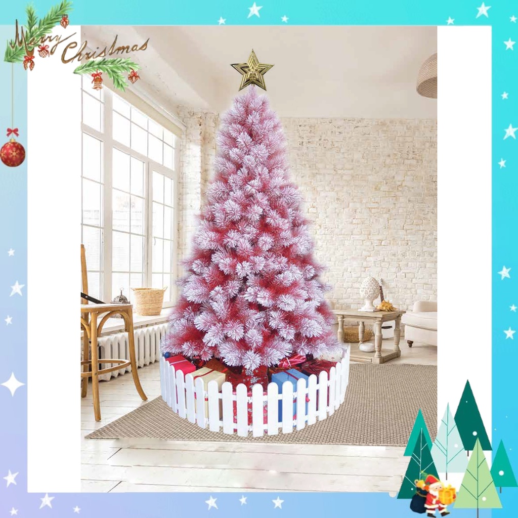 Cây thông noel phủ tuyết 1m5 cước màu đỏ  – cây tự động trang trí giáng sinh nhà thờ, phòng khách kèm ngôi sao đỉnh