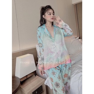 Set đồ ngủ lụa xước loang thiết kế siêu sang- chất loại 1