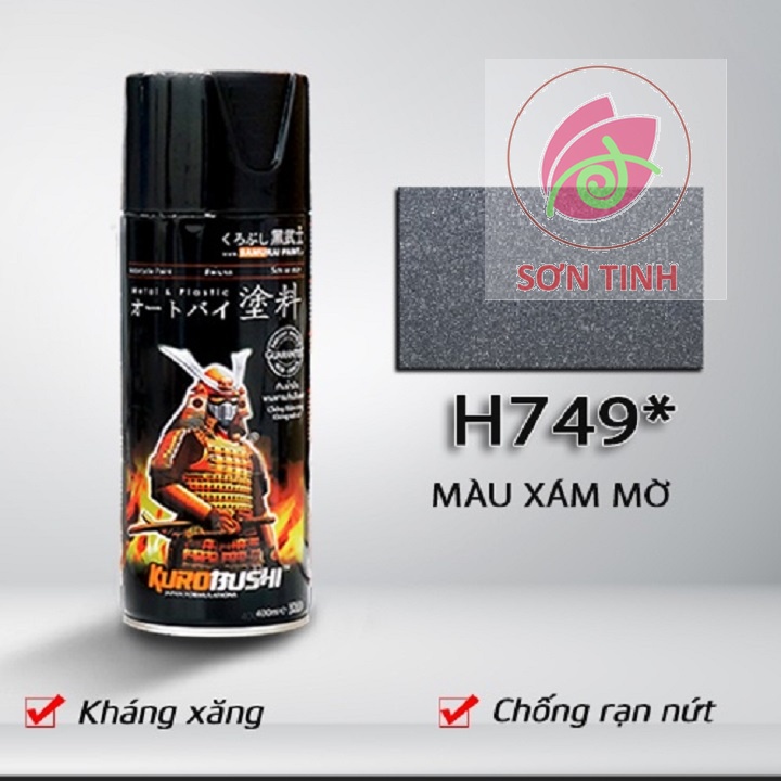 Sơn xịt Samurai màu Xám Mờ - H749 (400ml)