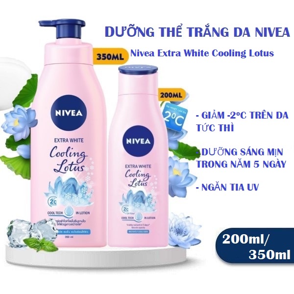 Sữa Dưỡng Thể Nivea Hương Sen Dưỡng Sáng Dịu Mát Nivea Extra White Cooling Lotus Body Lotion 350ml