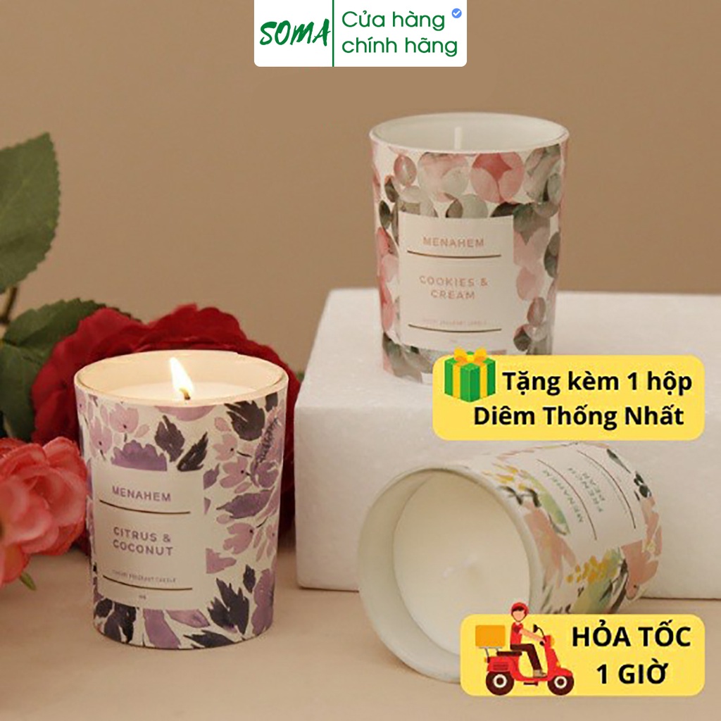 Nến Sáp Thơm Phòng Ngủ Candle Cup Tinh Dầu Thiên Nhiên Khử Mùi Không Khói 50g Menahem NEN10
