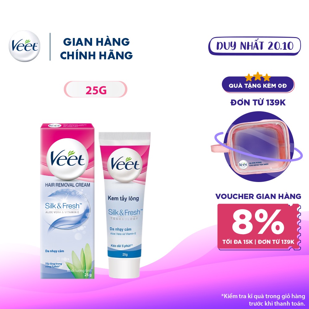 Kem tẩy lông cho da nhạy cảm Veet Silk Fresh 25g