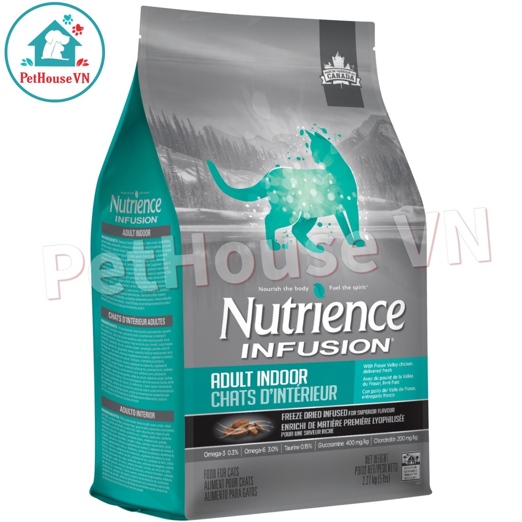 NUTRIENCE ORIGINAL INDOOR - Túi 500G Thức Ăn Hạt Cho Mèo Trưởng Thành Vị Gà & Rau Củ Quả Hàng Chính Hãng