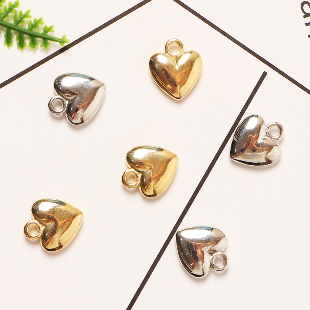 Hạt Charm Hình Trái Tim Bằng Acrylic Màu Sắc KC Gold / Rhodium Dùng Làm Trang Sức Diy