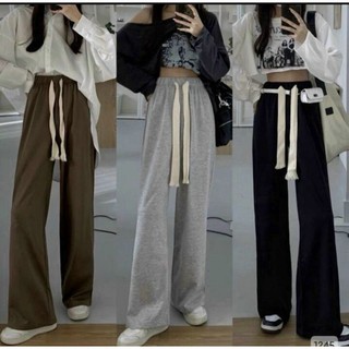 Quần jogger nữ ống rộng suông , quần ống rộng nỉ tăm bông mềm dày dặn