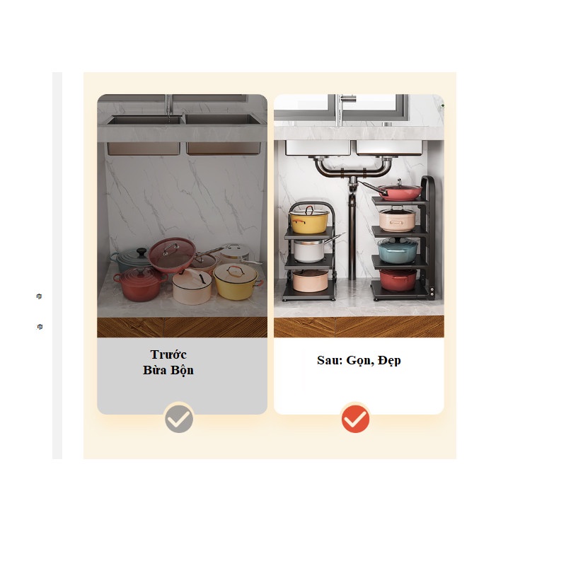 Kệ giá để chảo Pihouse 2-3-4 tầng, thép cacbon sơn tĩnh điện có thể điều chỉnh độ cao