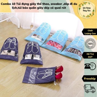 Combo 10 Túi đựng giầy thể thao, sneaker ,dép đi du lịch,túi bảo quẩn giầy dép có quai rút