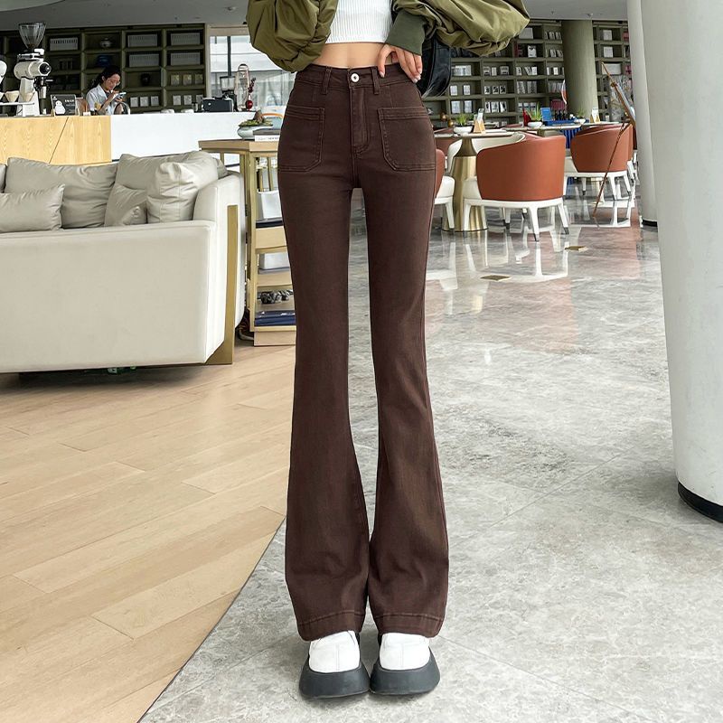 Quần Jeans Đen Ống Loe Thời Trang Dành Cho Nữ