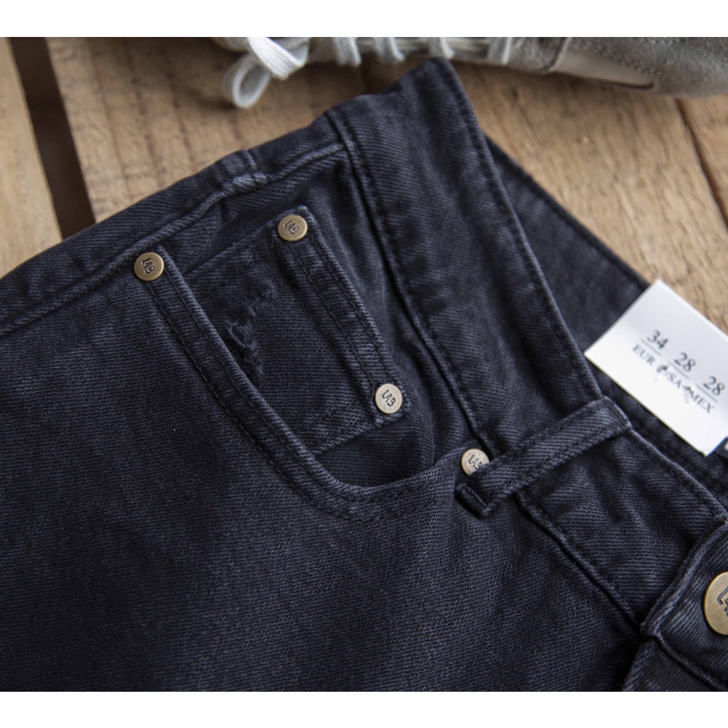 Quần jean nam màu xám đen rách gối chất co giãn from slimfit thương hiệu LAB - QJLAB221016