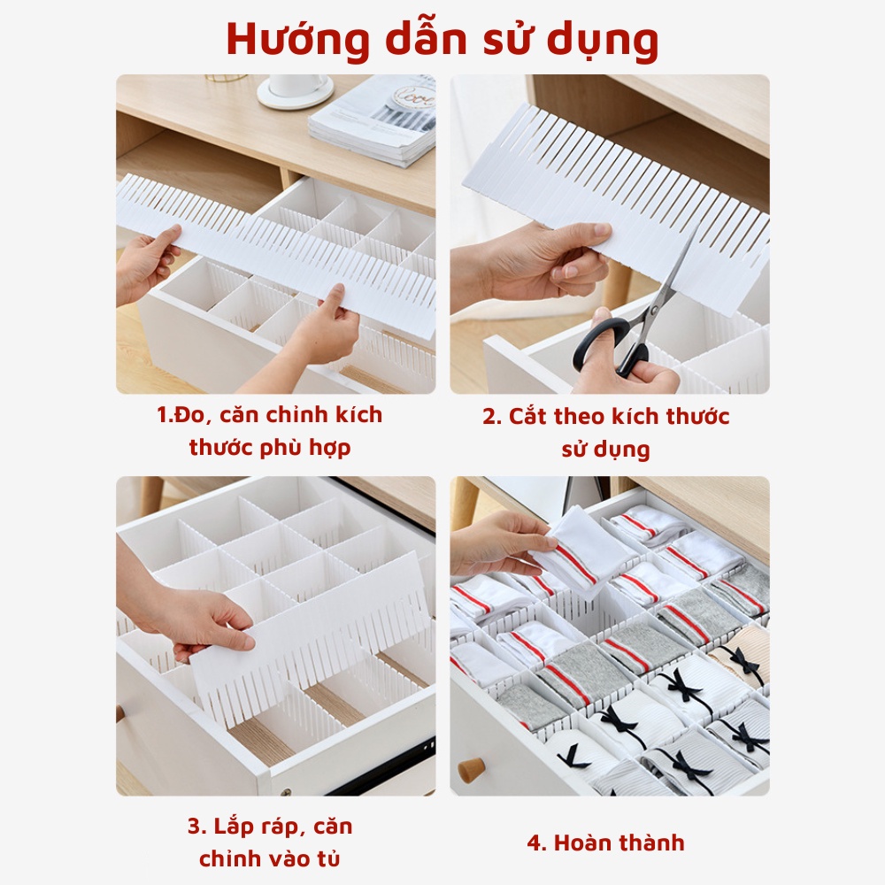 1 Thanh chia ngăn tủ quần áo, ngăn kéo bàn làm việc sắp xếp đồ đạc gọn gàng 37x11cm