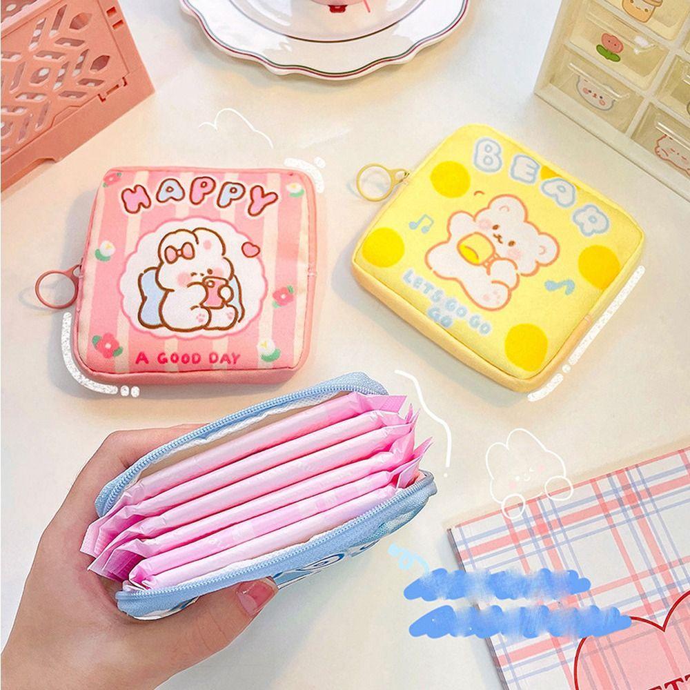 FALLFORBEAUTY Ví Đựng Tiền Xu Đa Năng In Họa Tiết Hoạt Hình Xinh Xắn Có Khóa Kéo Tiện Dụng Cho Nữ