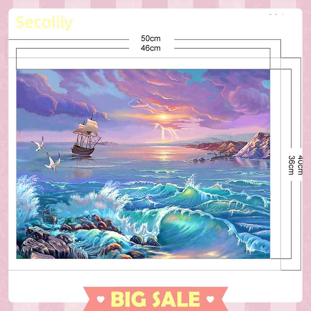 Seco Bộ Tranh Thêu Chữ Thập 11CT Bằng Cotton In Hình Hồ Nước Tự Nhiên