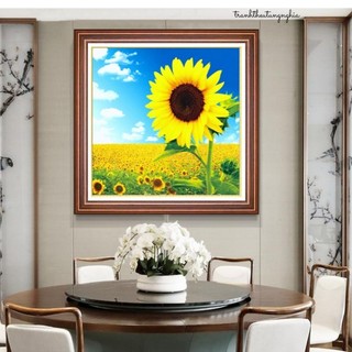 Tranh thêu chữ thập hoa hướng dương 56cm x 56cm