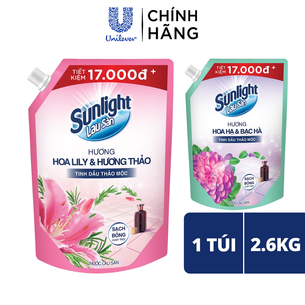 Nước lau sàn Sunlight thiên nhiên 2.6kg (Túi)