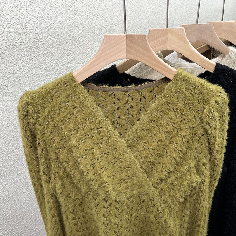 Áo Ren Cổ V Thời Trang Thu Đông Pháp Cao Cấp Dành Cho Nữ