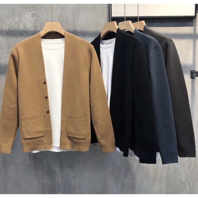 Áo khoác cardigan thiết kế mới kiểu dáng đơn giản thời trang mùa đông cho nam