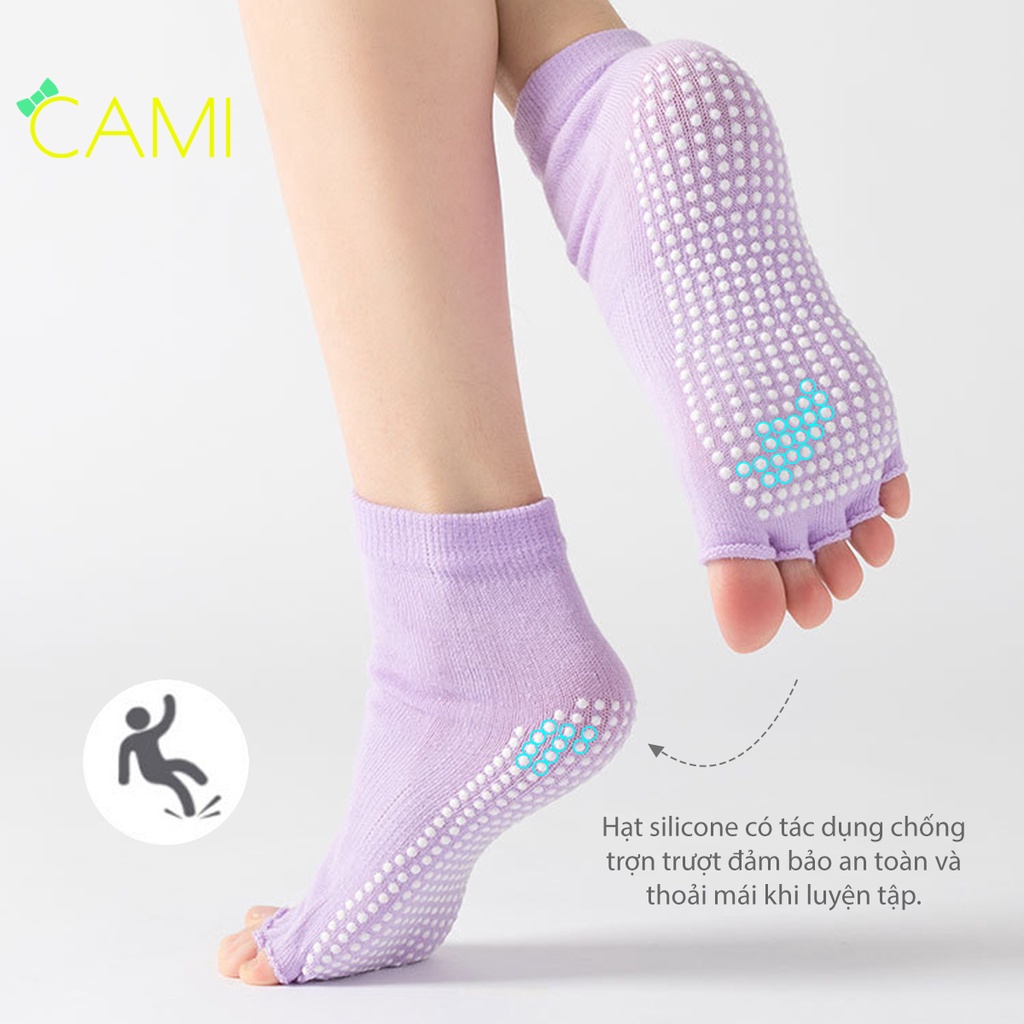 Cặp vớ yoga chất liệu cotton, có hạt silicone chống trượt hiệu quả - Cami- CMPK285